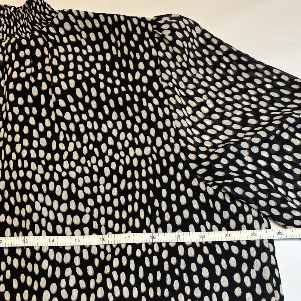 J. Crew Factory Smocked-Neck Long Sleeve Top in Oncilla Cat Print Size L - Picture 13 of 14